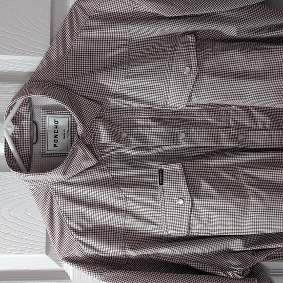 Poncho Large Regular Crimson/White Check - Picture 3 of 4